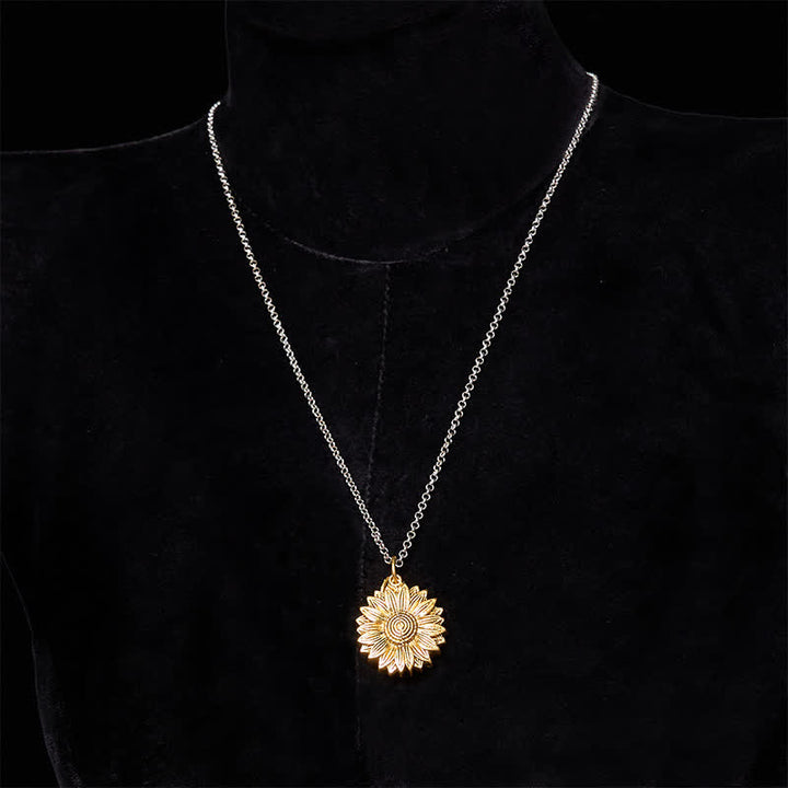 Conjunto de collar con girasol y hebilla de cinturón con cuchillo oculto en forma de rosa de plata DIY