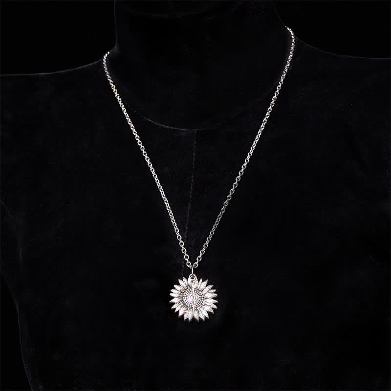 Conjunto de collar y hebilla de cinturón con cuchillo oculto con temática de girasol de plata DIY