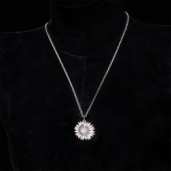 Conjunto de collar y hebilla de cinturón con cuchillo oculto con temática de girasol de plata DIY