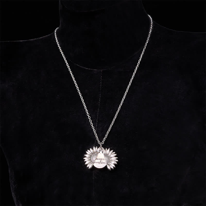 Conjunto de collar y hebilla de cinturón con cuchillo oculto con temática de girasol de plata DIY