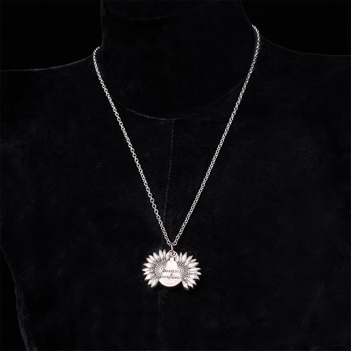 Conjunto de collar y hebilla de cinturón con cuchillo oculto con temática de girasol de plata DIY