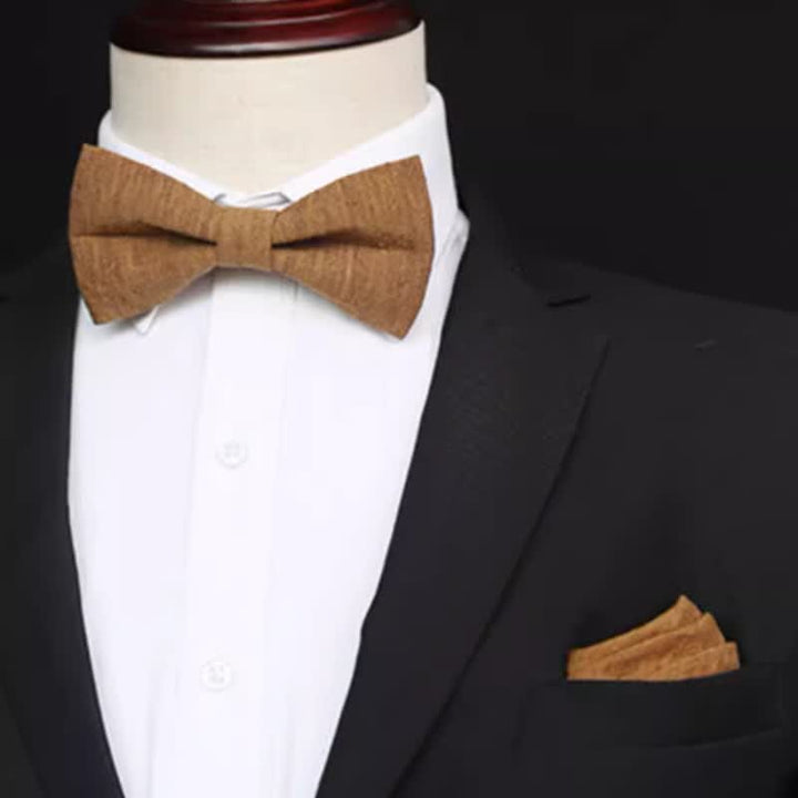 Pajarita de lino color vara de oro oscuro para hombre