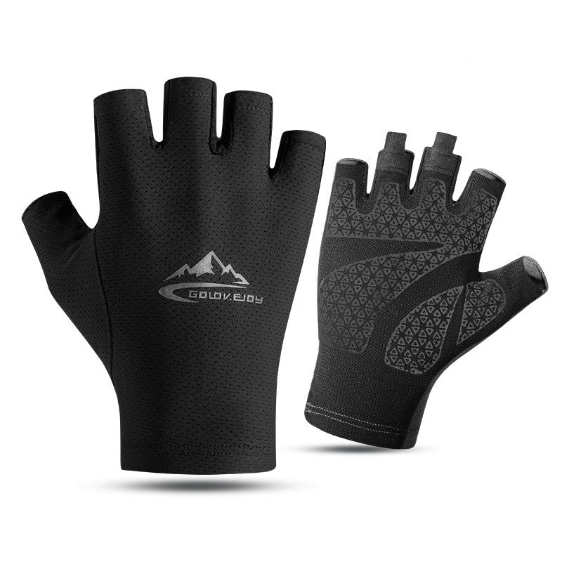 Guantes de medio dedo transpirables con protección solar de seda helada para exteriores