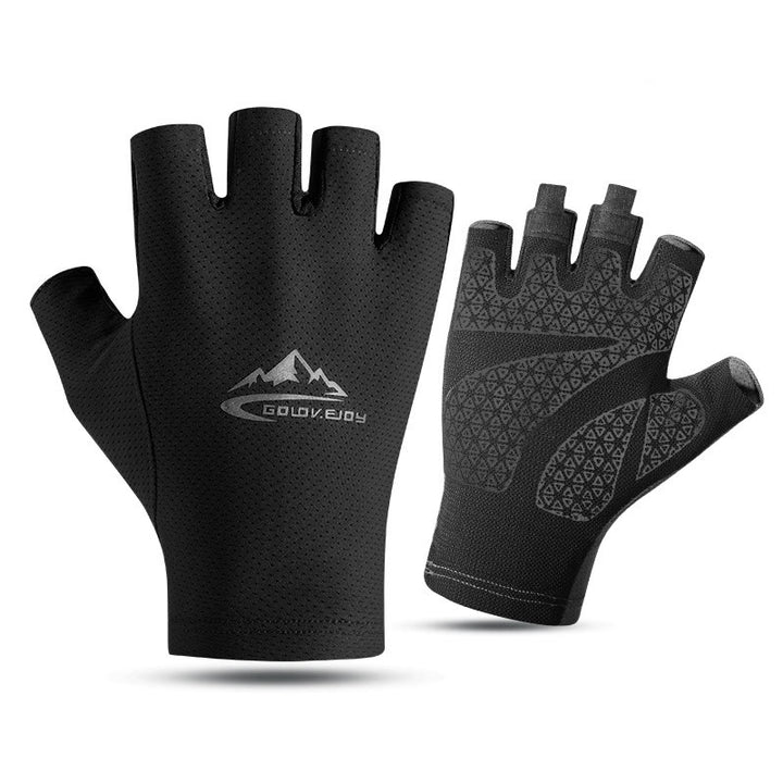 Guantes de medio dedo transpirables con protección solar de seda helada para exteriores