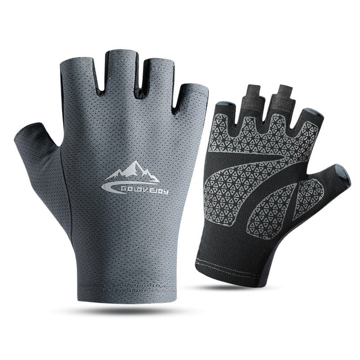 Guantes de medio dedo transpirables con protección solar de seda helada para exteriores