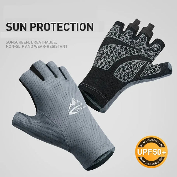 Guantes de medio dedo transpirables con protección solar de seda helada para exteriores
