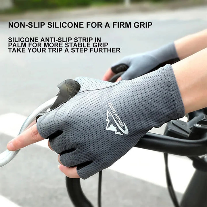 Guantes de medio dedo transpirables con protección solar de seda helada para exteriores