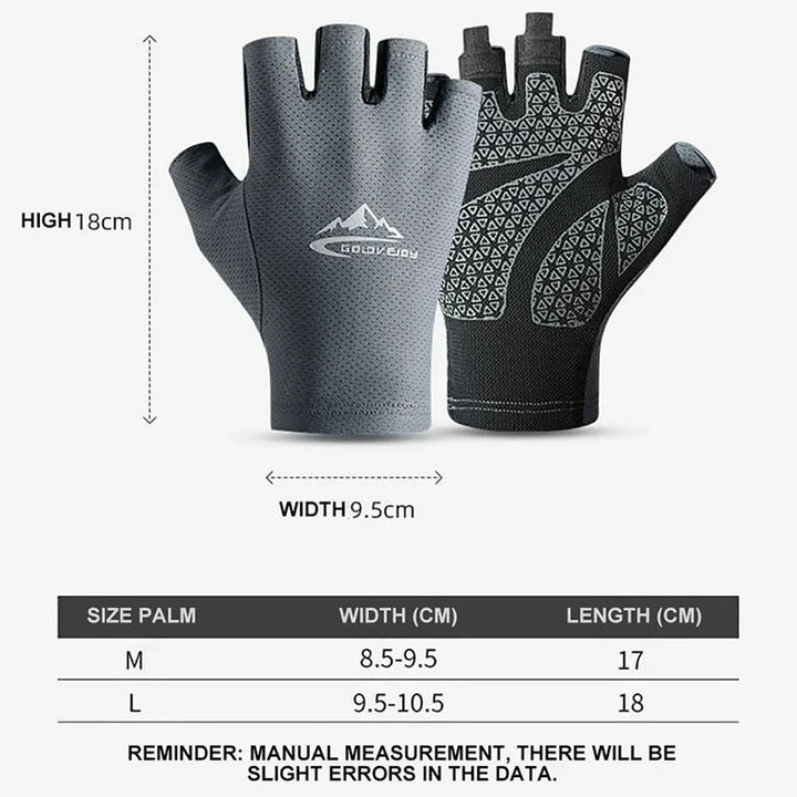 Guantes de medio dedo transpirables con protección solar de seda helada para exteriores