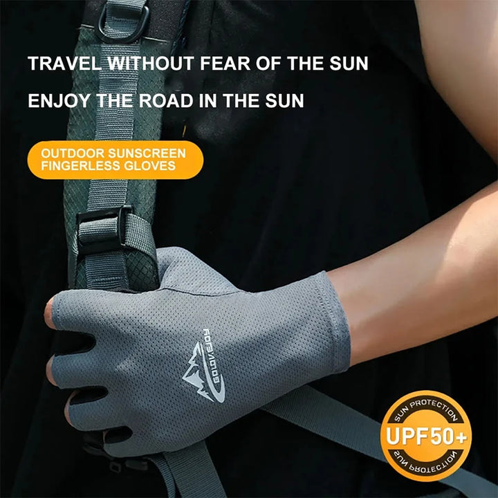 Guantes de medio dedo transpirables con protección solar de seda helada para exteriores