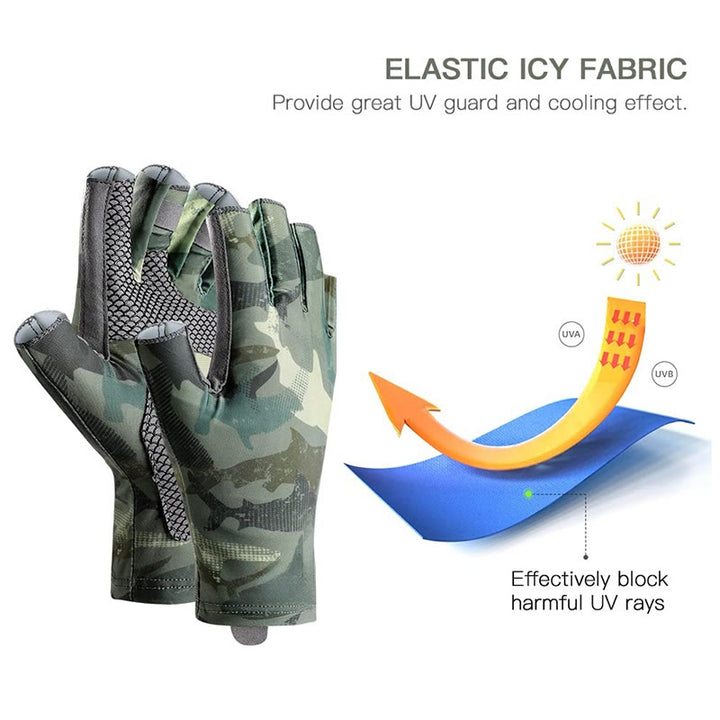 Guantes de seda de hielo de medio dedo, elásticos, transpirables y antideslizantes para exteriores