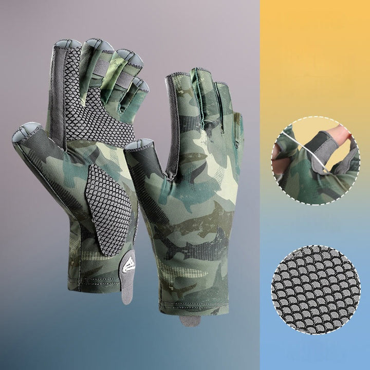 Guantes de seda de hielo de medio dedo, elásticos, transpirables y antideslizantes para exteriores