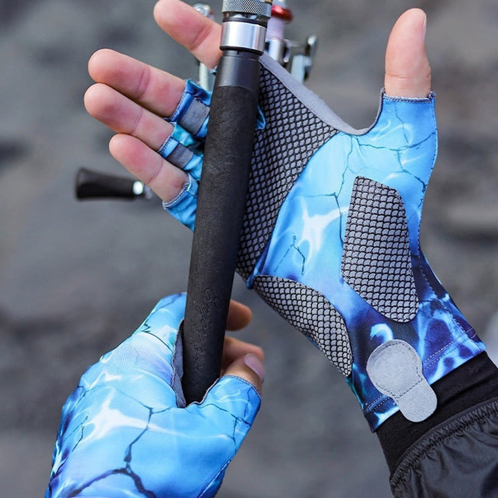 Guantes de seda de hielo de medio dedo, elásticos, transpirables y antideslizantes para exteriores