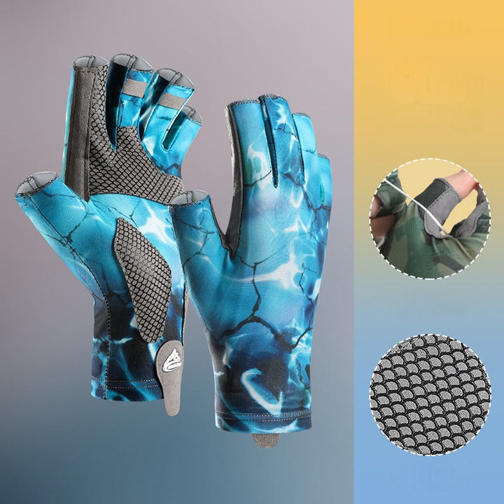 Guantes de seda de hielo de medio dedo, elásticos, transpirables y antideslizantes para exteriores