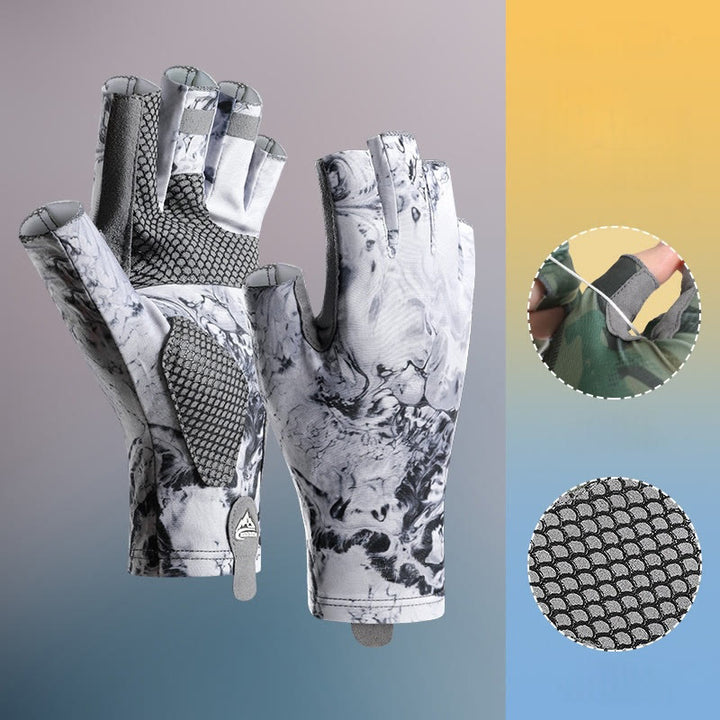 Guantes de seda de hielo de medio dedo, elásticos, transpirables y antideslizantes para exteriores