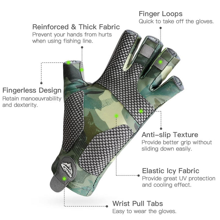 Guantes de seda de hielo de medio dedo, elásticos, transpirables y antideslizantes para exteriores