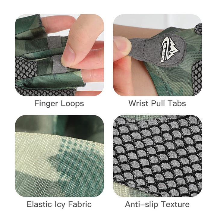 Guantes de seda de hielo de medio dedo, elásticos, transpirables y antideslizantes para exteriores