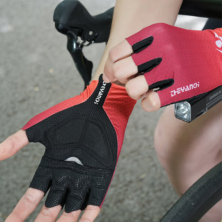 Guantes de ciclismo deportivos de medio dedo antideslizantes de seda helada