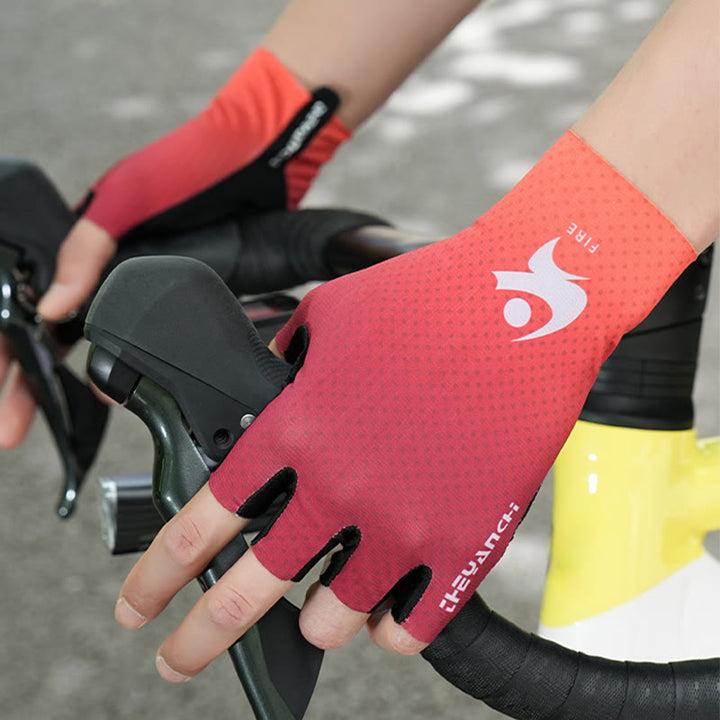 Guantes de ciclismo deportivos de medio dedo antideslizantes de seda helada