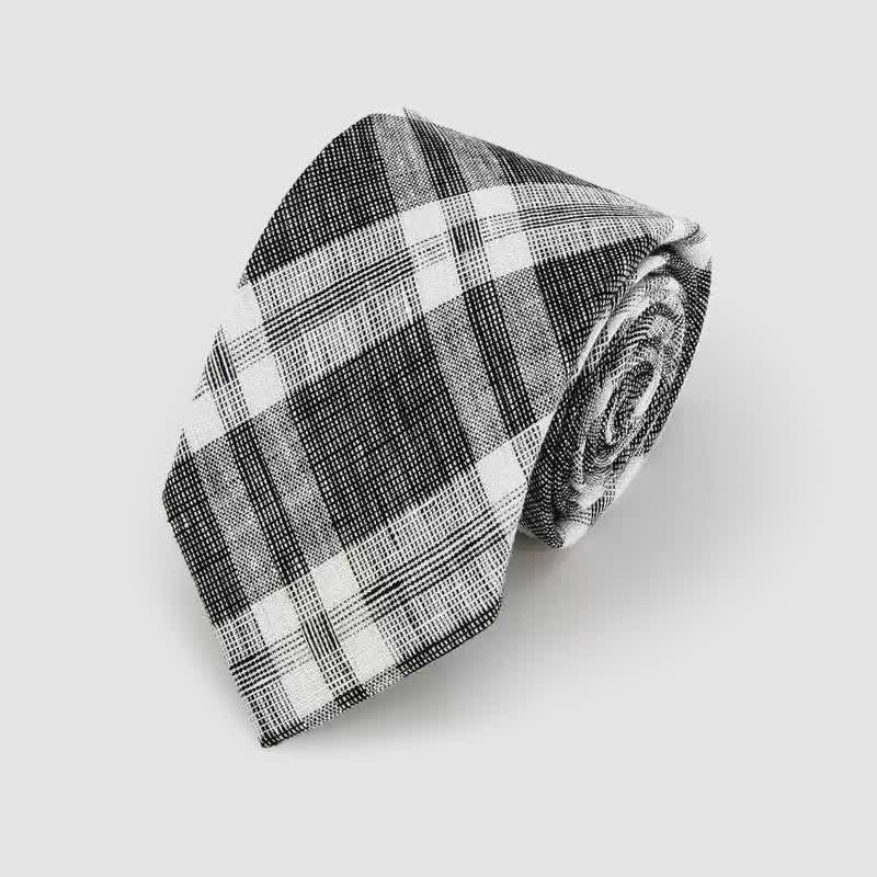 Corbata de lino y algodón con estampado clásico de rayas sencillas para hombre