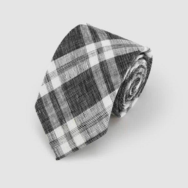 Corbata de lino y algodón con estampado clásico de rayas sencillas para hombre