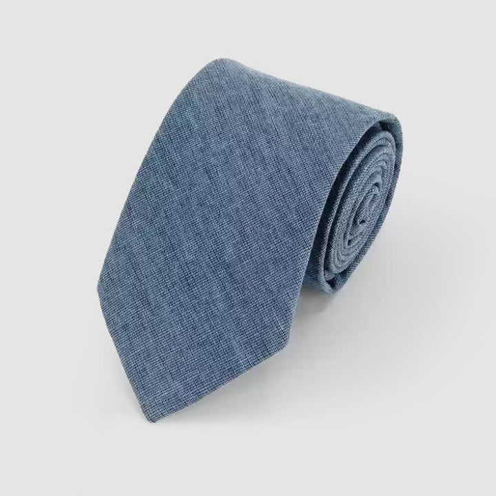 Corbata de lino y algodón con estampado clásico de rayas sencillas para hombre
