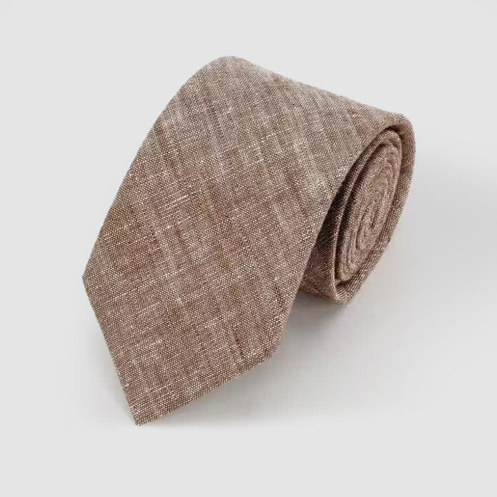 Corbata de lino y algodón con estampado clásico de rayas sencillas para hombre