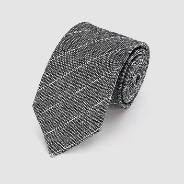 Corbata de lino y algodón con estampado clásico de rayas sencillas para hombre