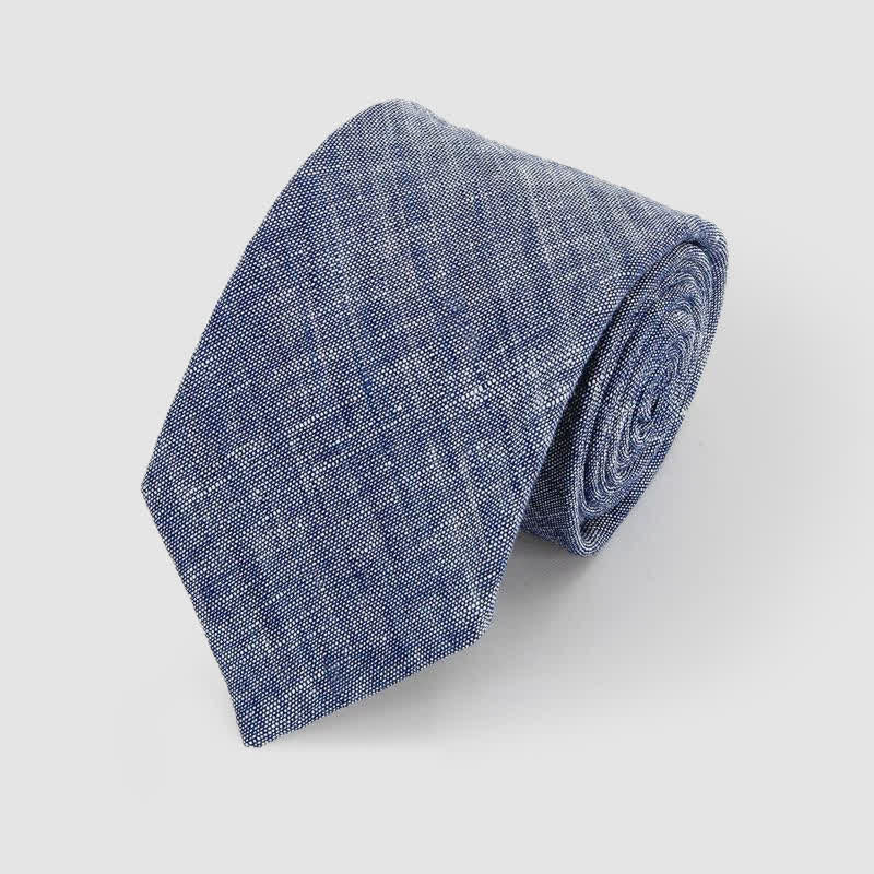 Corbata de lino y algodón con estampado clásico de rayas sencillas para hombre