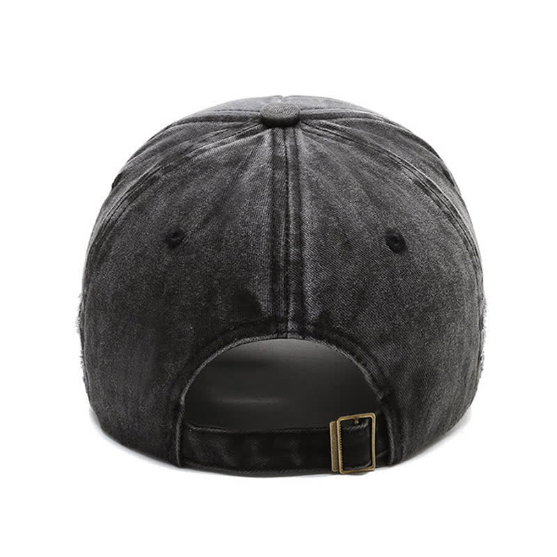 Gorra de béisbol lavada con cabeza de toro longhorn bordada con letras