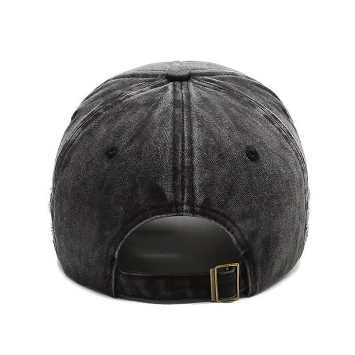 Gorra de béisbol lavada con cabeza de toro longhorn bordada con letras