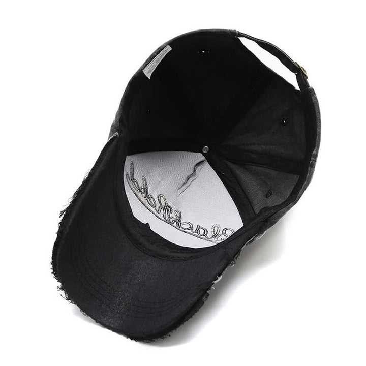 Gorra de béisbol lavada con cabeza de toro longhorn bordada con letras