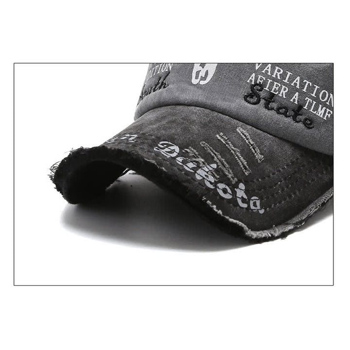 Gorra de béisbol lavada con cabeza de toro longhorn bordada con letras