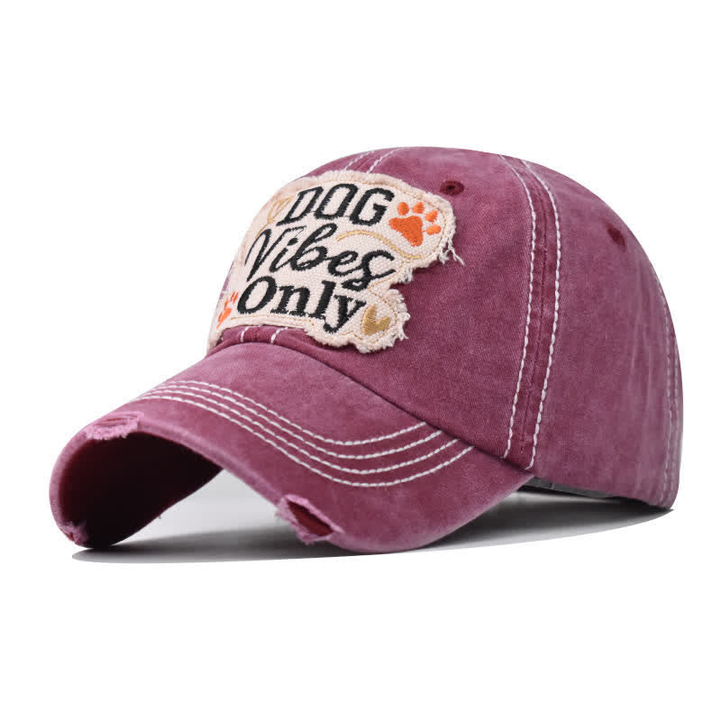 Gorra de béisbol lavada bordada Dog Vibes Only