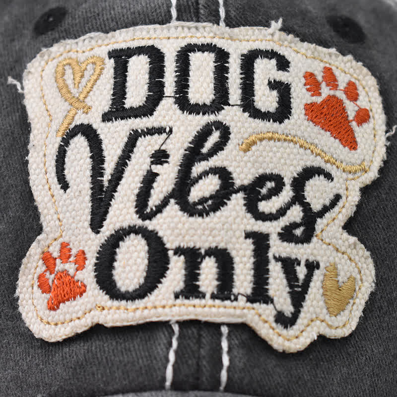 Gorra de béisbol lavada bordada Dog Vibes Only