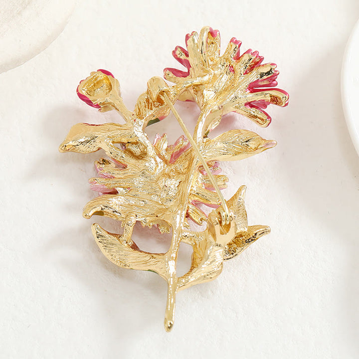 Broche de esmalte con ramo de margaritas para mujer