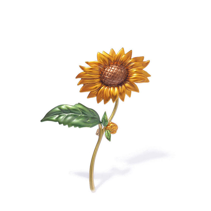 Broche de esmalte de girasol de verano para mujer