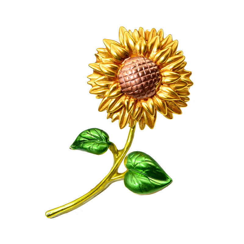Broche de esmalte de girasol para mujer