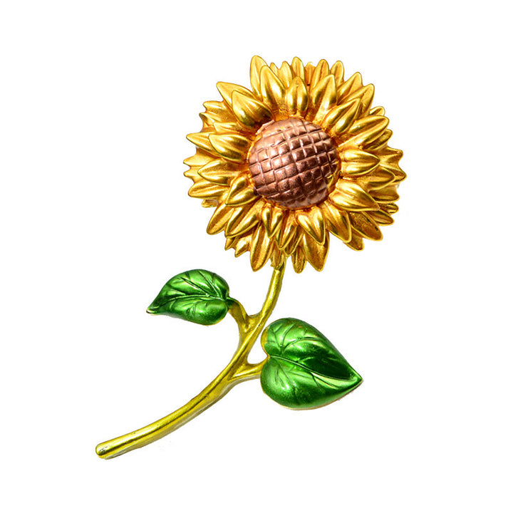 Broche de esmalte de girasol para mujer