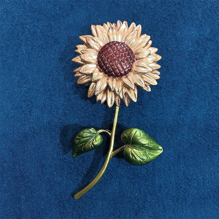 Broche de esmalte de girasol para mujer