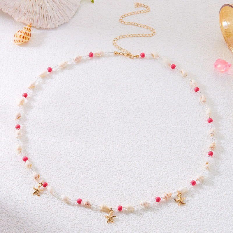Cadena de cintura con diseño bohemio de estrella de mar y concha de playa para mujer