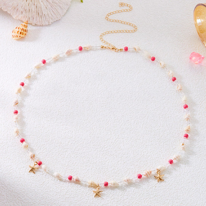 Cadena de cintura con diseño bohemio de estrella de mar y concha de playa para mujer