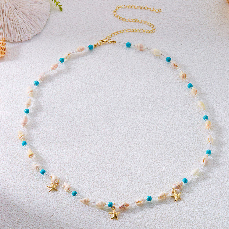 Cadena de cintura con diseño bohemio de estrella de mar y concha de playa para mujer