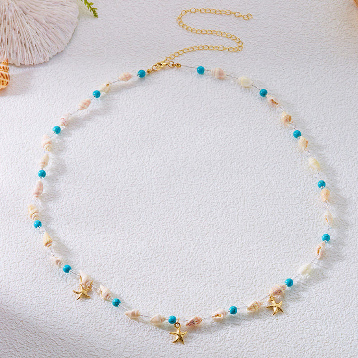 Cadena de cintura con diseño bohemio de estrella de mar y concha de playa para mujer