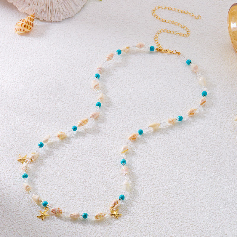 Cadena de cintura con diseño bohemio de estrella de mar y concha de playa para mujer