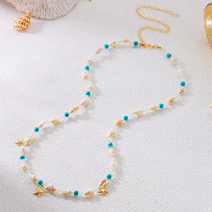 Cadena de cintura con diseño bohemio de estrella de mar y concha de playa para mujer