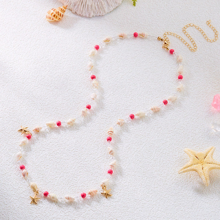 Cadena de cintura con diseño bohemio de estrella de mar y concha de playa para mujer