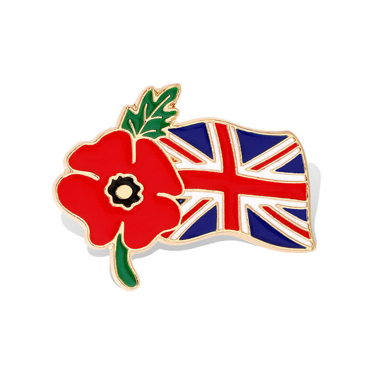 Broche de amapola esmaltada con la bandera británica del Día del Recuerdo