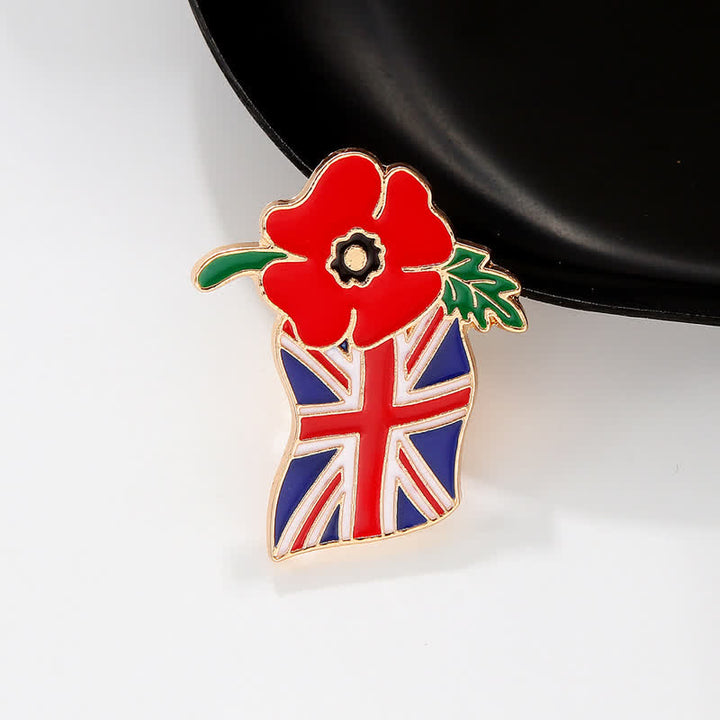 Broche de amapola esmaltada con la bandera británica del Día del Recuerdo