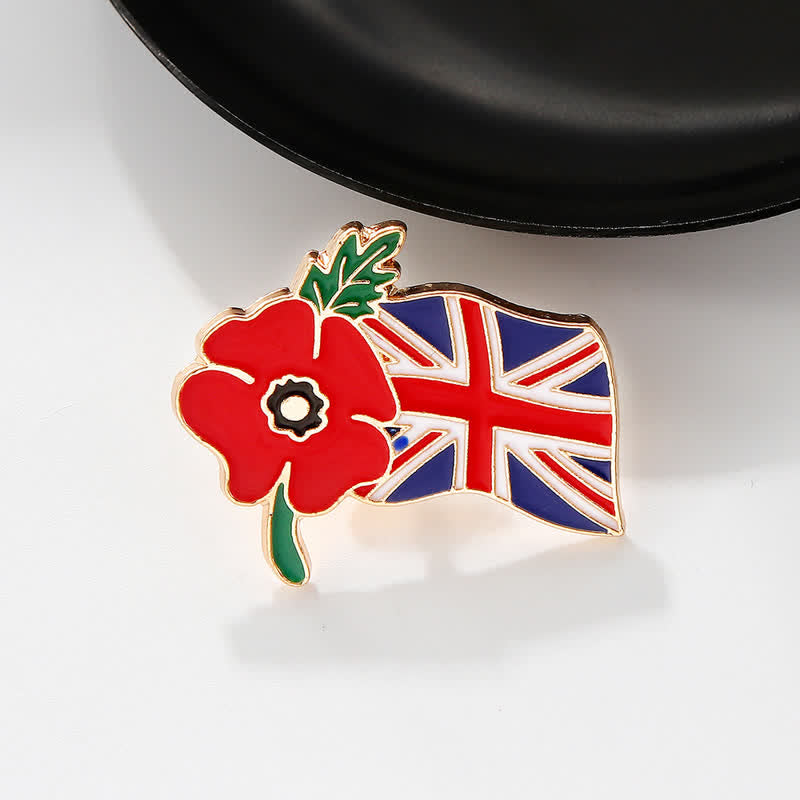 Broche de amapola esmaltada con la bandera británica del Día del Recuerdo