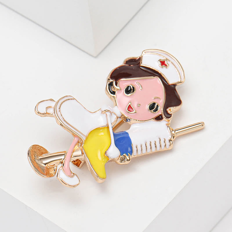 Broche de esmalte de enfermera con corte médico para regalo de enfermera